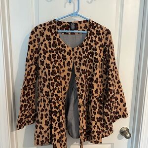 Brown and Black Leopard Print Blazer